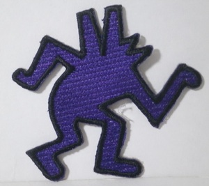 当時もの キース・ヘリング アイロンパッチ 「踊る犬 Dance」パープル 80s 90s Vintage Keith Haring ワッペン アップリケ 