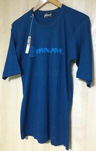 タグ付 デッドストック パンナム PANAM Tシャツ ブルー シングルステッチ 70s 80s Vintage パンアメリカン航空 日本製 綿100%
