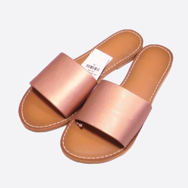 ★SALE★Abercrombie & Fitch/アバクロ★フェイクレザースライドサンダル (Rose Gold/7-8)