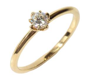 AHKAH Ahkah K18YG one bead diamond 1P diamond ring 0.15ct 9 number 18 gold yellow gold ring accessory 