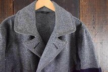 【値下げ対象外】 1930's ボーダーウールダブルブレストジャケット ビンテージ アウター コート グレー ネイビー クラシック ラギッド_画像3