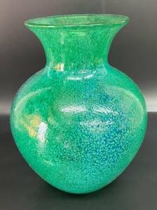 壺 ガラス 花瓶 花器 花挿し 壷 インテリア 置き物 緑 グリーン 220617-58