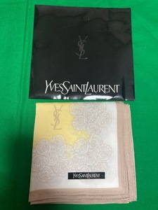 YSL イヴ・サンローラン 大判 大判ハンカチーフ ハンカチ 57×57㎝ 新品 ロゴ マーク ひざ掛け ブランド ライセンス 綿100％日本製レア中西