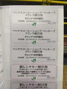送料63円 3枚セット　複数セット有　ベックスコーヒー　ベッカーズドリンク　JR東日本　株主優待券 