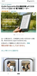 Kindle Paperwhite 別売純正カバー付き 32GB 第10世代 防水　広告あり