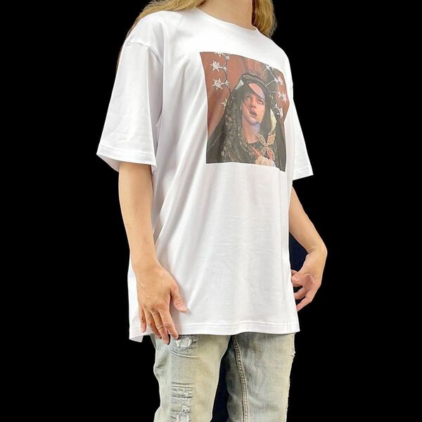 新品 パルプフィクション ユマサーマン ミア 鼻血 マリア 宗教画 アート コラージュ 大きい ワイド オーバー ビッグ Tシャツ 4XL(5L)サイズ