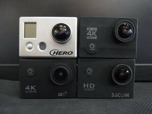 CE146/Go Pro Hero 4K ULTRA HD SJCAM 等 バッテリー付き まとめ4個セット デジタル アクションカメラ 