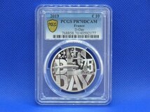 【1円！ 最高鑑定 品質保証】2019年 フランス The D-Day 銀貨 PCGS PR70DCAM BOA 10ユーロ モダンコイン_画像1