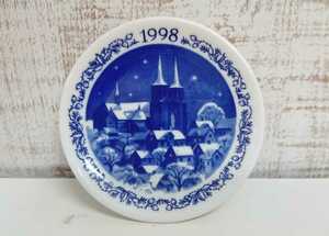 C2F014◆ ロイヤルコペンハーゲン ROYAL COPENHAGEN ミニ イヤープレート ミニ クリスマスプレート 1998年 陶器 約8.5㎝