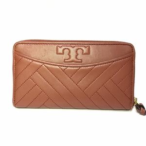 Tory Burch トリーバーチ 長財布 本革 レザー 男性用 女性用 メンズ レディース ブラウン系 ロゴマーク