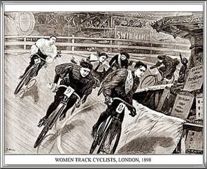 Women Track Cyclists　1898(アーティスト不明)額装済ポスター