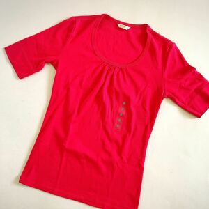 未使用【UNIQLO】エクストラファインコットンTシャツ　5分袖　ピンク　 半袖Tシャツ