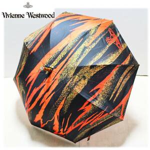《Vivienne Westwood ヴィヴィアンウエストウッド》新品 ダークワールド 一枚張り長傘 雨傘 バンブーハンドル 8本骨 耐風傘 A6282