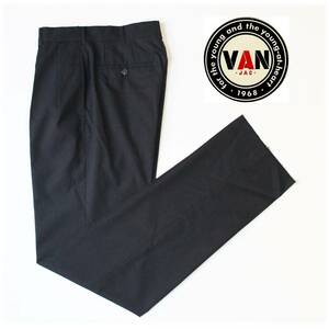 《VAN JAC ヴァンヂャケット》新品 薄手 毛100% 2プリーツ スラックス ウールパンツ ビジネス S(W73)A6395