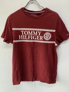 【人気】　TOMMY　HILFIGER/トミーヒルフィガー　メンズXS　サイズ　赤／レッド 　ビッグロゴ　プリント　K1893