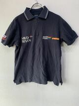 【人気】benetton formula1/ベネトン　フォーミュラ　ポロシャツ　紺/ネイビー　メンズM　マイルド7　スポンサー　ワッペン付き　K1895_画像1