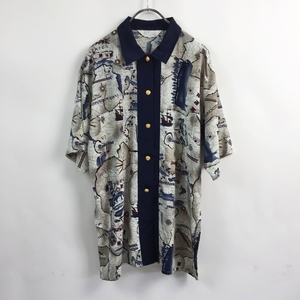 デザインシャツ★153 Collection 半袖シャツ 総柄 金ボタン マルチカラー サイズ不明 レディース