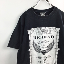 RICH END 半袖 Tシャツ プリント ブラック 黒 メンズ サイズM_画像2