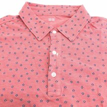 新品 UNIQLO ユニクロ ウォッシュカノコ プリント ポロシャツ XL 赤 レッド 花柄 半袖 特大 大きいサイズ 2L LL メンズ 紳士 _画像4