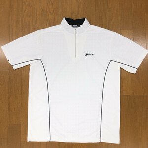 SRIXON スリクソン 吸水速乾 ドライ ハーフジップ ゴルフシャツ L 白 ホワイト 半袖 日本製 国内正規品 メンズ 紳士