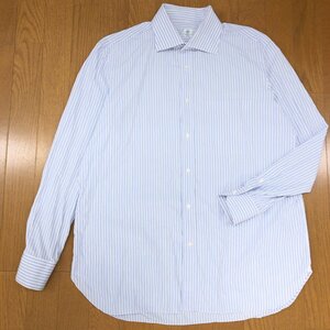 伊製 LUIGI BORRELLI ルイジボレッリ ドレスシャツ 43(JP:3L相当) ストライプ柄 ワイシャツ イタリア製 特大 大きいサイズ 2XL メンズ 