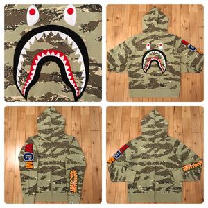 EMBROIDERY shark full zip hoodie Mサイズ シャーク パーカー a bathing ape bape エイプ ベイプ アベイシングエイプ desert camo c17