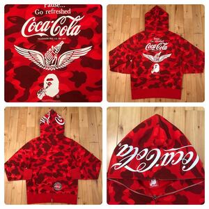 Coca cola Red camo フルジップ パーカー Sサイズ BAPE full zip hoodie a bathing ape エイプ ベイプ アベイシングエイプ コカコーラ 37a