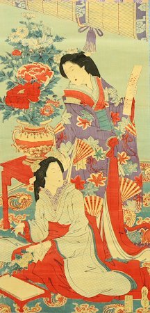 [Lithografie] Hatagayama Sanzo Meiji Nishikie Ukiyo-e Schönheitsgemälde Hängerolle Gedruckt am 15. Dezember, 1895 Lithografie auf Papier Kamisendo Japanische Hängerolle, Malerei, Japanische Malerei, Andere