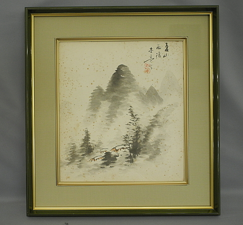 Kyotei Japanische Malerei Natsuyama Farbe auf Papier Gerahmt Gebrauchte japanische Malerei, Malerei, Japanische Malerei, Andere