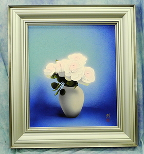 Art hand Auction Tsutomu Tanizaki Rose Japanisches Gemälde Nr. 10 Farbe auf Papier auf Brett geklebt Gerahmt Innen verwendet, Malerei, Aquarell, Stillleben