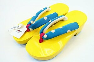 [ kimono fi] new goods zori pido heel geta TONE yukata yellow color polka dot bi bit stylish 24cm L size m-3579