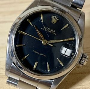 ROLEX Rolex oyster Date Precision Ref.6466 black face original boys boys accessory koma 