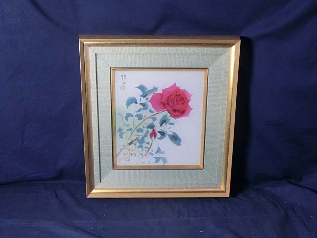 480440 Aquarelle de Shinzo Matsumoto, titre provisoire Roses (papier de couleur), membre de la Japan Watercolour Society, Peinture, Peinture à l'huile, Nature morte