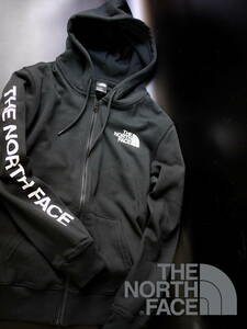 USA購入 新品 L / ノースフェイス 袖ロゴ フルジップ スウェット パーカー THE NORTH FACE 8020 黒 ブラック / キャンプ アウトドア