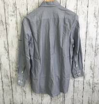 Burberry　バーバリー　シャツ　Mサイズ　ライトグレー　細かいストライプ柄　胸ポケットにマークのししゅう入り　G-33　USED_画像4