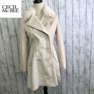 CECIL McBEE　セシルマクビー　ピーコート　Mサイズ　ホワイトベージュ　襟元ファスナー　後ろスリット入り　G-42　USED