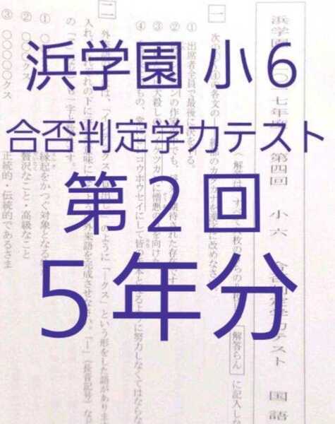 浜学園 小6 第2回 合否判定学力テスト 5年分 中学受験 難関 最難関