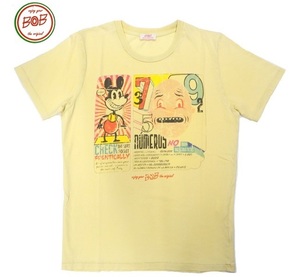 【M】BOB(ボブ) ヴィンテージ加工 プリント 半袖 Ｔシャツ ヴィンテージイエロー