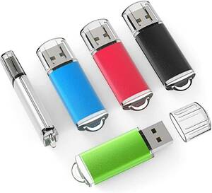 【5個5色セット】USBメモリ16GB USB2.0フラッシュメモリーキャップ式
