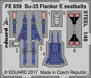 エデュアルド ズーム1/48FE859 Su-35 Flanker E seatbelts for Kitty Hawk Model kits