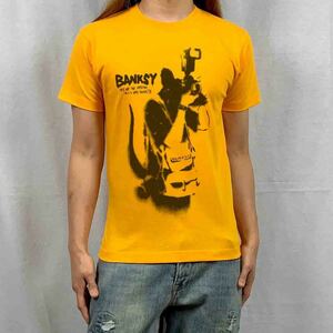 新品 ビッグ プリント バンクシー BANKSY ネズミ マウス カメラマン オレンジ カラー Tシャツ S M L XL オーバーサイズ XXL ロンT パーカー