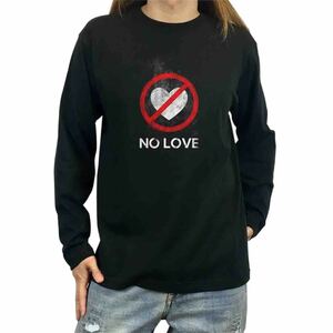 新品 NO LOVE 愛情 愛 無し 冷酷 恋愛 禁止 ハート ロゴ マーク ロンT 長袖 Tシャツ XS S M L XL ビッグ オーバー サイズ XXL~4XL パーカー