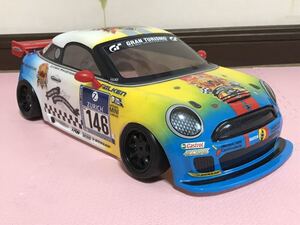 送料無料 Mシャーシ用 ミニクーパー クーペ JCW レーシングカラー塗装済 ラジコン ボディ タミヤ TAMIYA MINICOOPER COUPE RC BODY