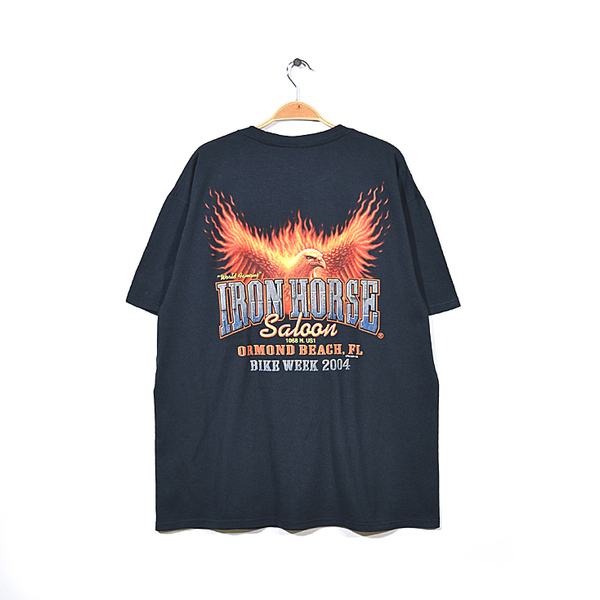 【送料無料】IRON HORSE SALOON オールド クルーネック ポケット付き Tシャツ ポケT メンズXL 大きいサイズ ビッグサイズ 古着 BB0406