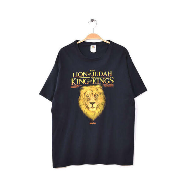 【送料無料】 ユダのライオン 聖書 クルーネック 半袖 Tシャツ メンズL LION OF JUDAH アメカジ 古着 BB0499