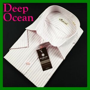 13Deep Ocean 半袖レギュラーカラーシャツ 38 ストライプピンク