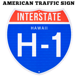 トラフィックサイン (ハワイH-1) 46×46cm 道路標識 ロードサイン メタルサイン アロハ Hawaii 看板 西海岸風 インテリア アメリカン雑貨