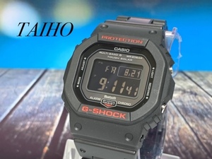 1円 新品 Casio カシオ G-SHOCK ジーショック 腕時計 デジタル 電波ソーラー ステンレスベルト 20気圧防水 モバイルリンク ブラック レッド