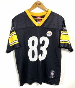 ■ 子供用 Reebok リーボック NFL Steelers スティーラーズ ＃83 MILLER ヒース ミラー フットボール 半袖Tシャツ 古着 キッズ サイズL ■