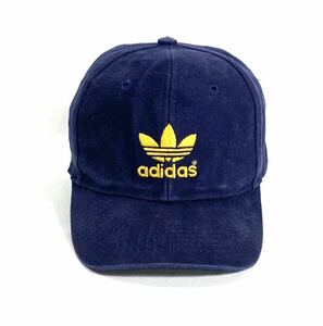 ■ ビンテージ アディダス トレフォイル 刺繍ロゴ ベースボールキャップ 紺 小さめサイズ 6 3/4 adidas CAP 帽子 野球帽 ■
